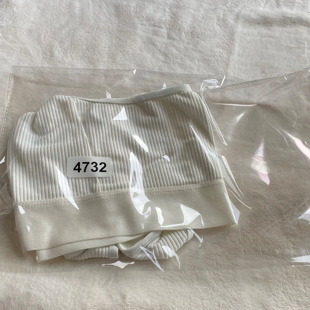 New! Frankie's Bikinis Drew ribbed Bralette Bikini Top white 14732